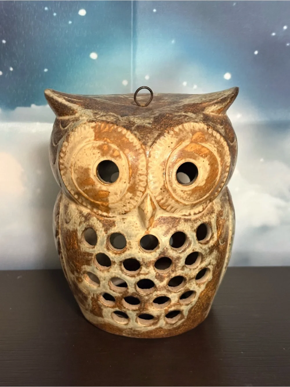 Vintage 60’s or 70’s Earthware Owl Candle Holder. Boho. MCM. PO